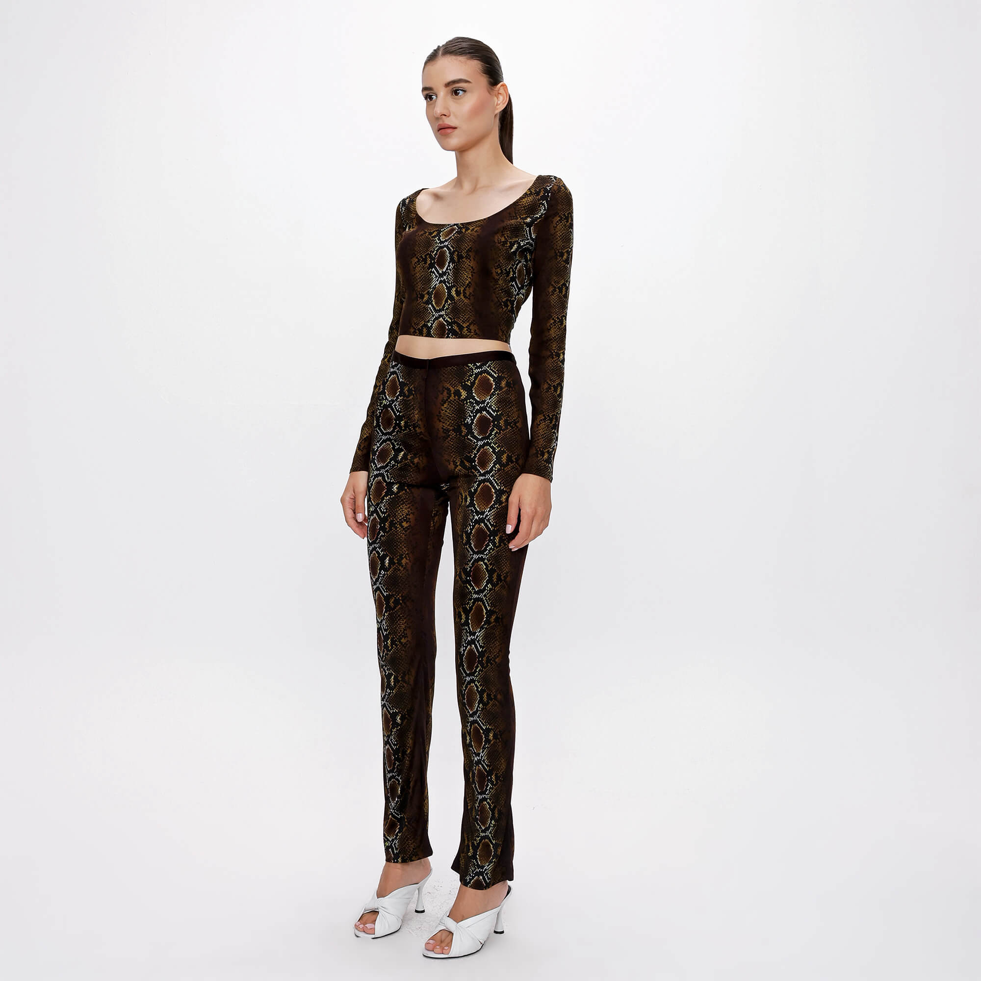 Versace - Brown Python Print Leggins&Top